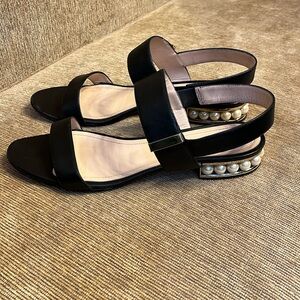 Nickolas Kirkwood two strap black sandals with pearl heel